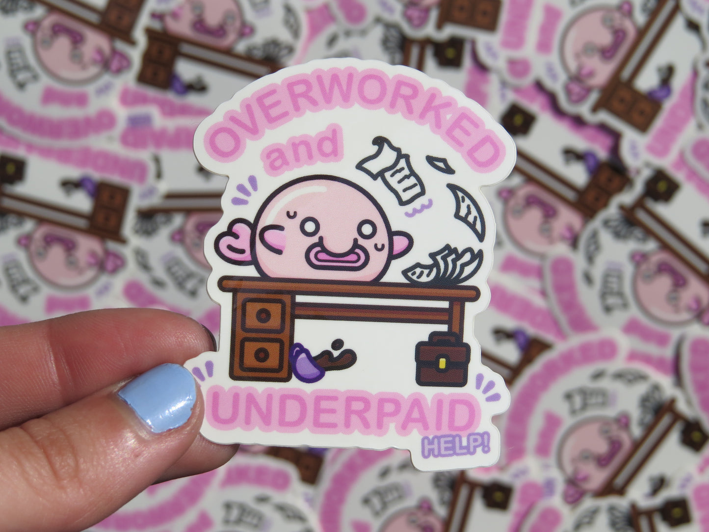 Overworked Blobfish Sticker