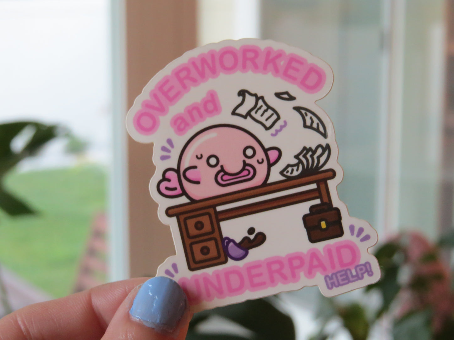 Overworked Blobfish Sticker