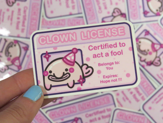 Clown License Blobfish Sticker