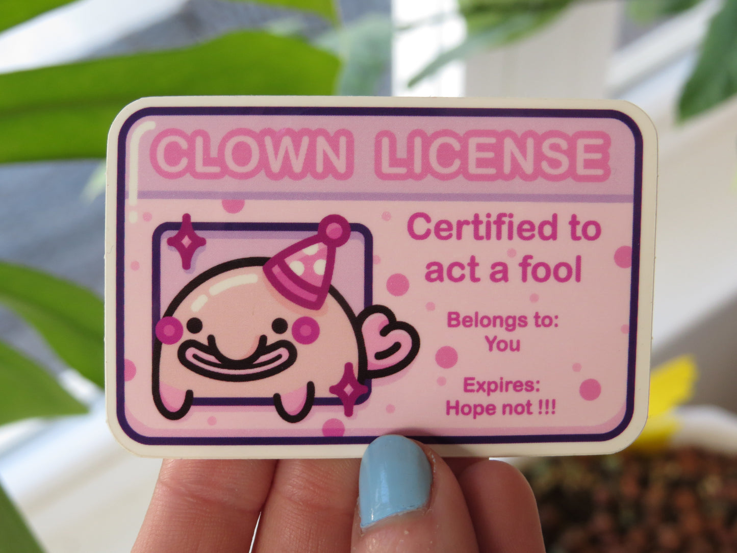 Clown License Blobfish Sticker