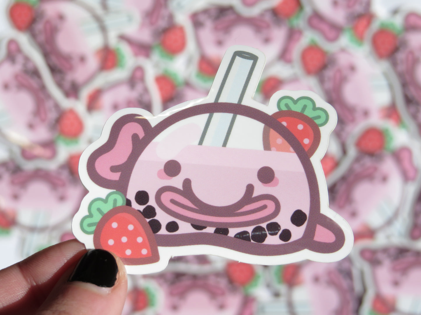 Strawberry Boba Blobfish Sticker