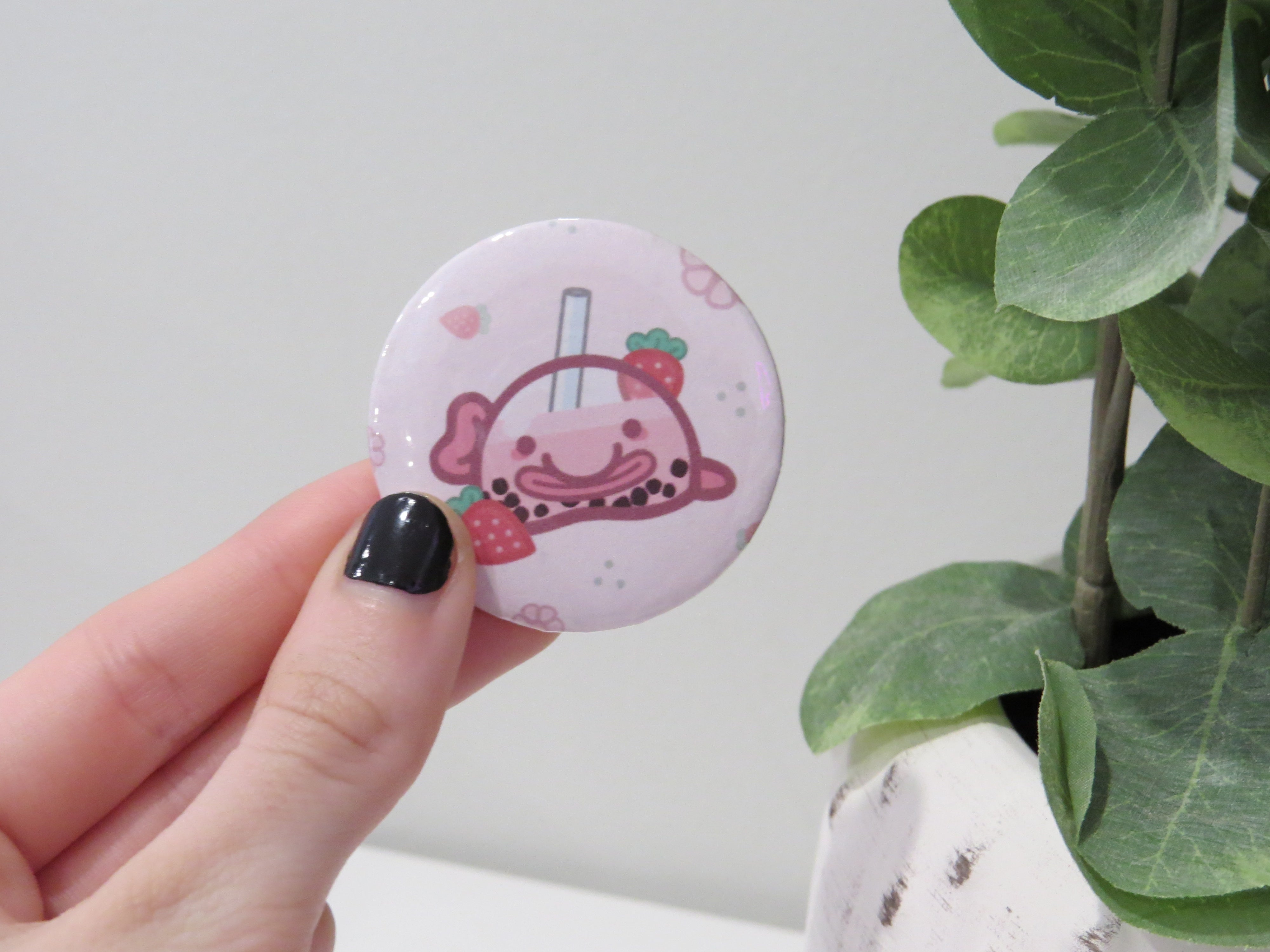 Strawberry Boba Button – Chaoticblobs